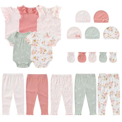 Newborn Layette Gift Set 20-Piece Cotton Baby Boy Girl Clothes Essentials and Accessories