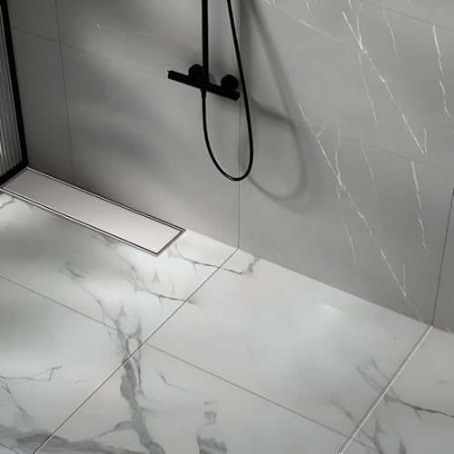 Image of EVANEX Tile Insert Floor Drain | 18x4 Inches Shower Drain Channel | Waste Water Bathroom Drain Channel | 304 Stainless Steel Invisible Shower Drain Channel with Anti Cockroach Trap