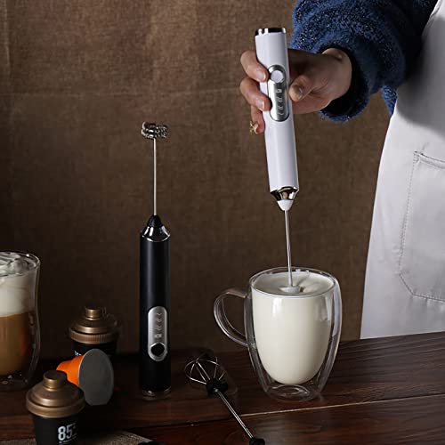 Moshou Electric Milk Frother Handheld, 3 Speeds Coffee Whisk Foam Maker With Usb C Rechargeable, Whisk Drink Mixer For Lattes Frappe Matcha Hot Chocolate, Egg With 3 Mixer Heads (Black) #TOP5
