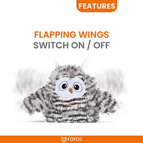 Image of BarkButler x FOFOS Flapping Owl Interactive Cat Toy - Cat Toys Interactive, Flappy Bird Cat Toy with Catnip - Grey