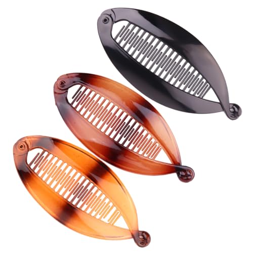 3 Pcs Banana Clip, Clips de Plátano Bananas Hair Clip Pinzas de Pelo de Plátano Plátano Pinzas, Banana Clip Pelo Forma de Pez Resina Pinzas, Peines de Dos Pinzas de Plátano para Mujeres y Niñas