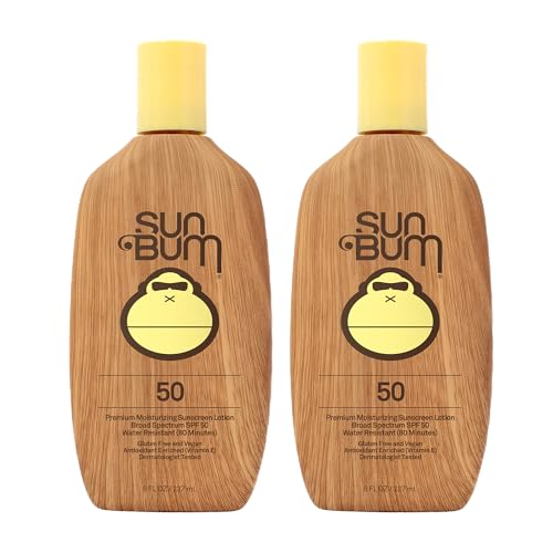 Image of Sun Bum Original SPF 50 Sunscreen Lotion | Vegan and Reef Friendly (Octinoxate & Oxybenzone Free) Broad Spectrum Moisturizing UVA /UVB Sunscreen with Vitamin E | 8 oz (Pack of 2)