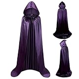 WFKKMEQ Halloween Mantello con Cappuccio, Vampiro Mantello con Cappuccio, Costume da Strega con Cappuccio per Halloween, Mantelli Unisex Wicca Vampiro Masquerade Costume - 130cm