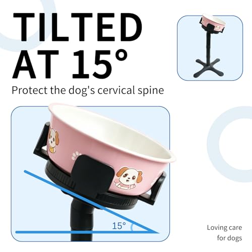 PETVENTURE Höhenverstellbarer Hunde-Napfhalter mit 4 Höhenstufen & geneigter Plattform kompatibel mit verschiedenen Näpfen, für mittelgroße & große Rassen, Schwarz-6