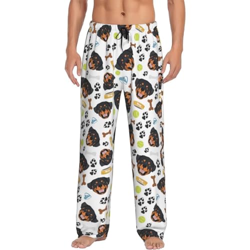 Vosery Mens Pajama Pants Bottoms With Pockets- Cool Rottweiler Soft Men Lounge Pants, Comfy Mens Pj Pants4