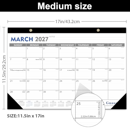 Image of GuassLee Desk Calendar 2026-2027 - 19 Monthly Desktop Calendar 17 inch x 11.5 inch Medium Size Runs from Jun. 2026-Dec. 2027 with Julian Dates for Students Family Office Easy Planning