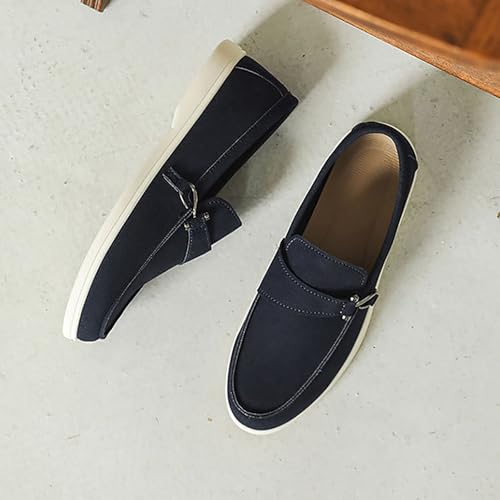 Mocasines de gamuza azul oscuro para hombre, el calzado idóneo para barbacoas y fiestas 3