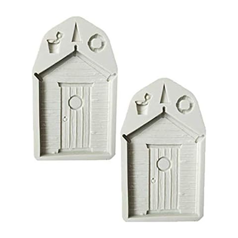 DUBENS 2pcs 3D House Wedding Silicone Mold Beach Hut Cake Border Fondant Cake Decorating Tools DIY Cupcake Candy Chocolate Gumpaste Mold Cover