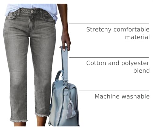 Image of Sidefeel Women's High Waisted Straight Leg Jeans Capri Denim Pants