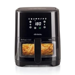 Ariete 4639 Friggitrice ad aria 4,5L, 1300W, Capacità 4,5L, 8 programmi, Funzione Grill, Temperatura fino a 200°C, Nero