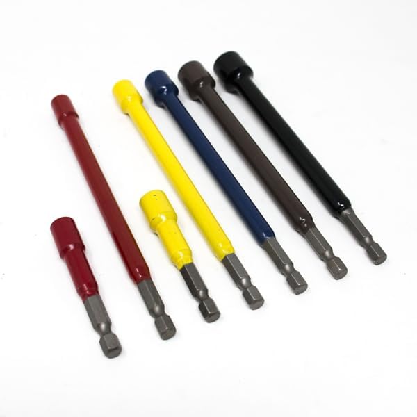 Rack-A-Tiers Hex Bit Kit (7 pcs) - Color-Coded Steel Bits for Power Drills and Screwdrivers, Electrician Hex Bits (72712)