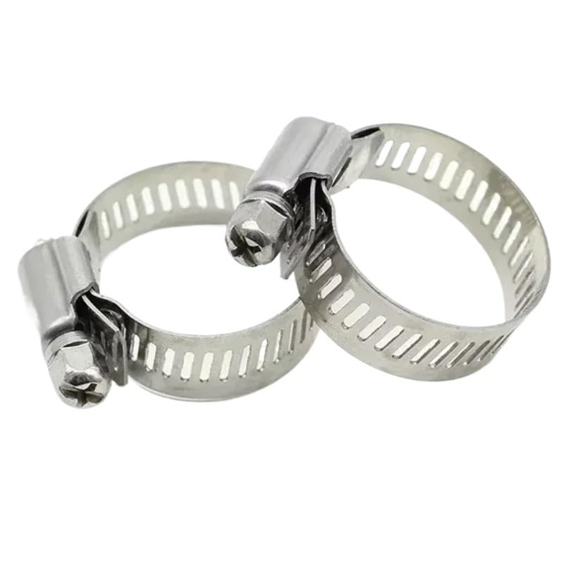 100pcs 304 Stainless Steel Fuel Line Pipe Hose Clamps Clip for Air Hose Water Pipe Fuel Hose Silicone 6mm-44mm(10-16mm-100pcs)