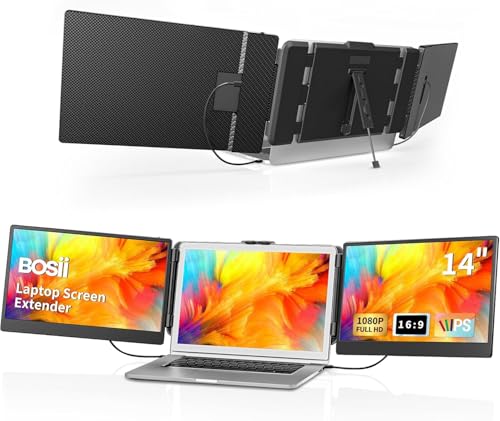 BOSII Laptop Screen Extender Monitor - 14' Triple IPS FHD 1080P HDMI/USB-A/Type-C Extended Monitor...