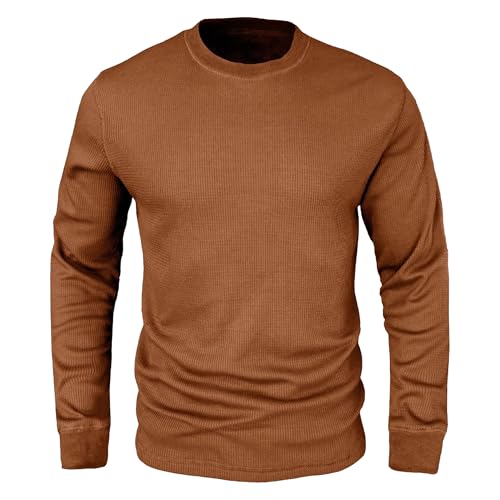 Men's Crewneck Dress Thermal Sweater Waffle Pullover Sweater for Men Mens Long Sleeve Waffle Sweaters