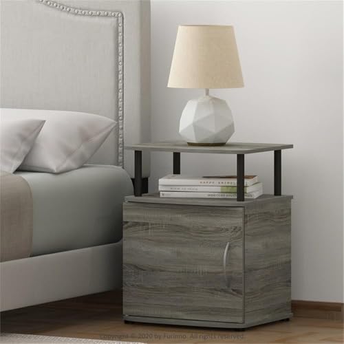Pemberly Row PR-4753-2476325 Engineered Wood Utility Design End Table In French Oak Gray/Black thumb #1