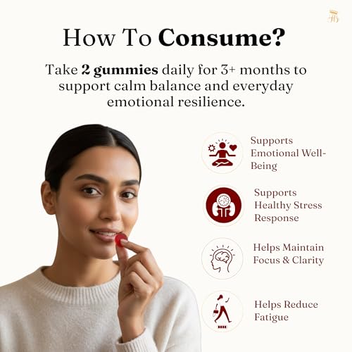 Image of Her Highness CALM Stress Relief Gummies for Women | 30 Gummies | Magnesium, L-Theanine, Chamomile | Stress Support, Emotional Balance, Focus & Relaxation | No Added Sugar | No Added Preservatives | 100% Veg | Cherry Flavour