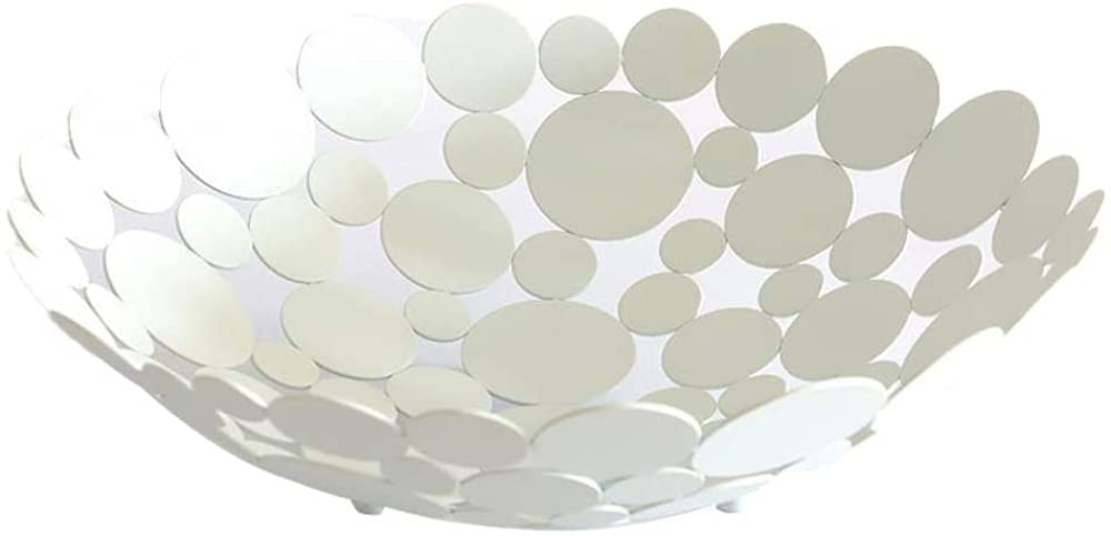 Cnfhfry White Fruit Bowl， 1 Pcs Metal Basket Decorative Bowl For Fruit Counter Vegetable Holder Bread(White)
