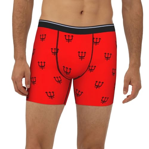 Devil Pattern Funny Men'S Long Leg Boxer Briefs Soft Breathable Quick Dry Underwear2