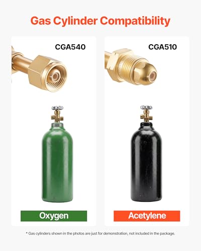 Image of VEVOR Oxygen Acetylene Torch Kit with Check Valves, Gas Welding Cutting Torch Kit, Heavy Duty Oxy Acetylene Brazing Set with 15FT Twin-Hose, 1 Cutting Tip, 3 Welding Tips, 2 Gas Regulators & Tool Bag