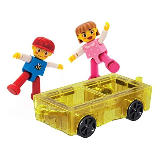 PicassoTiles Mini Magnetic Tiles Expansion Car Truck and Figures Play Set, Kids Building Magnet Bricks STEM & Learning Toys, Magnetic Add-ons, Car Toys, Toddler Preschool 3 years and up boys and girls