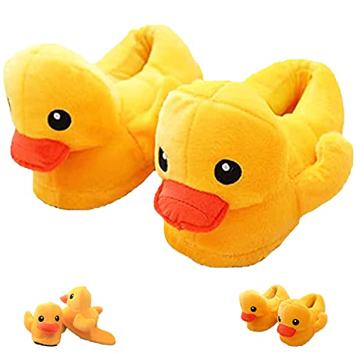 Jfxgjuv Duck Slippers, Duck Plush Slippers, Yellow Duck Slippers Novelty Cute Non-Slip Cartoon Animal House Slippers for Women Men