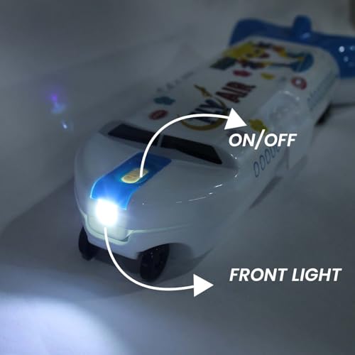Image of PELO Aeroplane Shape Pencil Box | Airplane Pencil Box Case with Led Light for Kids Boys and Girls | Birthday Gift Item for Kids