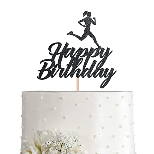 Female Running Cake Topper, Girl Woman Runner Sport Birthday Party Supply Decoration #TOP14