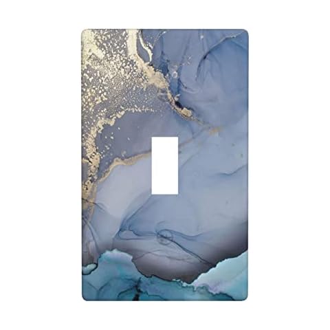 Decorative Light Switch Cover Single Toggle Wall Plate 1 Gang Standard Size 4.5x2.76 inch Electrical Outlet Covers Durable Pattern of Gold Blue Marble Cover