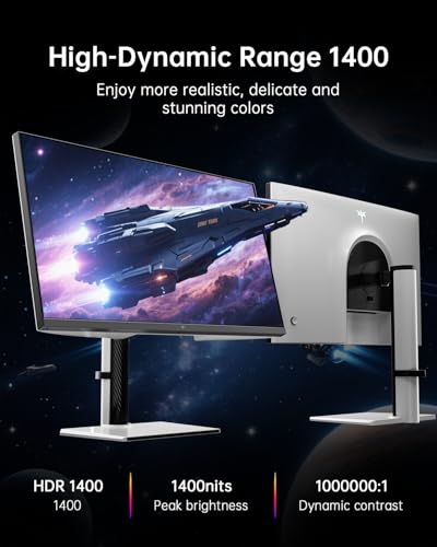 Image of KTC 27 Inch Dual Mode Mini LED Monitor - 4K UHD at 160Hz & 1080P FHD 320Hz Gaming Monitor, 65W Type-C Port, HDR1400 Fast IPS Panel, Adaptive-Sync, HDMI 2.1 & DP 1.4, Height Adjustment, VESA Wall Mount