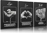 Bible Verse Christian Canvas Wall Art Faith Hope Love Inspirational Quotes Picture Black Biblical Poster Jeremiah 29 and John 3 Scripture Painting Print Artwork for Living Room Office, Unframed