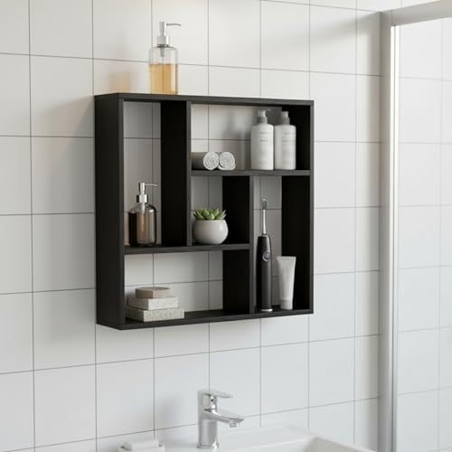 Image of Home Sparkle Decortive Wall Shelf for Home and Office Display Wall Rack with 5 Shelves (Black, Large)