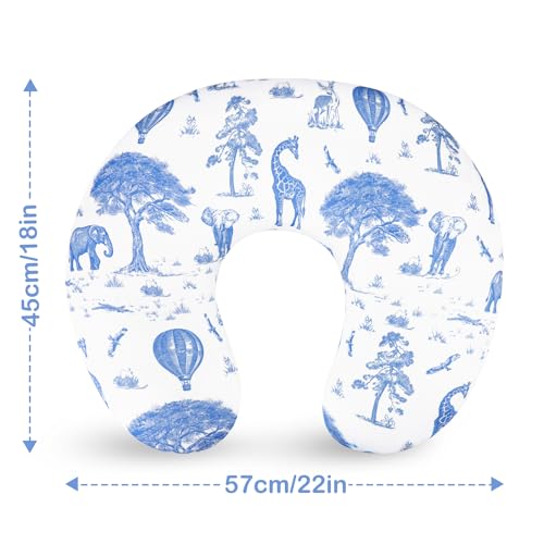 Image of TANOFAR Nursing Pillow Cover, Stretchy Removable Breastfeeding Pillow Cover, Ultra Soft Snug Fits On Newborn Feeding Pillow Case for Baby Girls, Blue Elephant