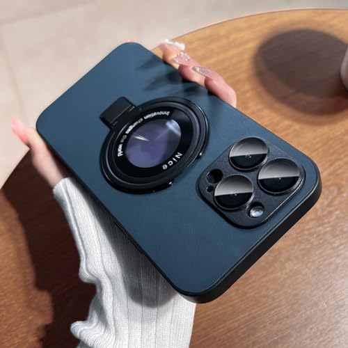 Étui de support en cuir bleu pour iPhone 13 idéal pour vos vidéos