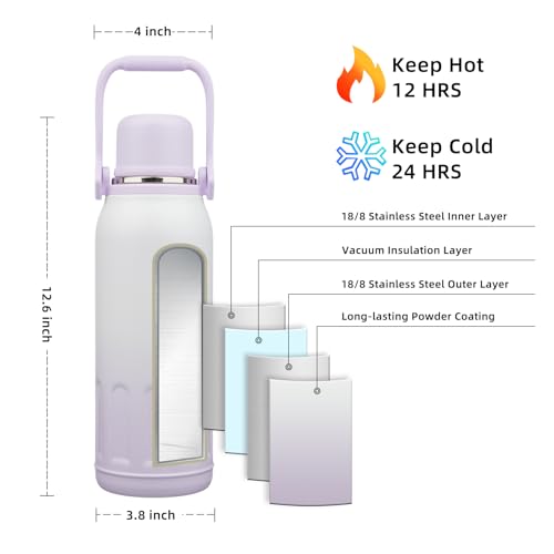 Image of BJPKPK Stainless Steel Insulated Bottle with Handle & Strap, 50oz