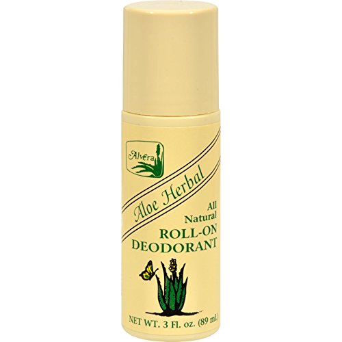 Alvera All Natural Roll-On Deodorant Aloe Herbal - Safe and Non Irritating - No Alcohol - 3 fl oz (Pack of 2)