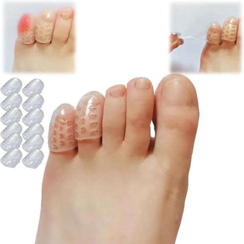 12 Pcs Little Toe Protectors with Airflow Orifice, 2024 Upgraded Toe Cover, Toe Caps for Little Toe, Hammer Toe Calluses Blister Protection, Stubbed Toe, Corns, Calluses Protect, Bunion Pads
