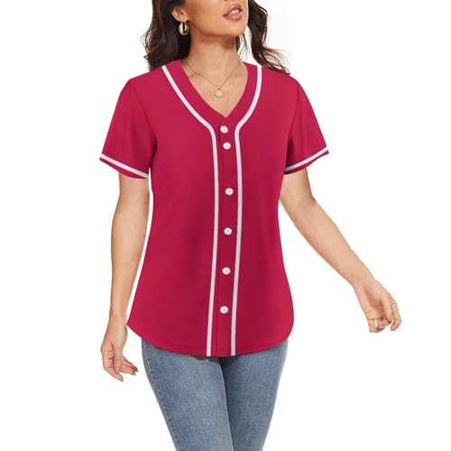 Lalkllo Camisa masculina de beisebol lisa lisa casual abotoada manga curta uniforme esportivo P-2GG,