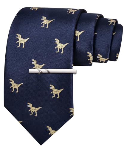 Image of Barry.Wang Silk Ties for Men Fun Necktie and Tie Clip Set for Wedding Party Business Formal Extra Long