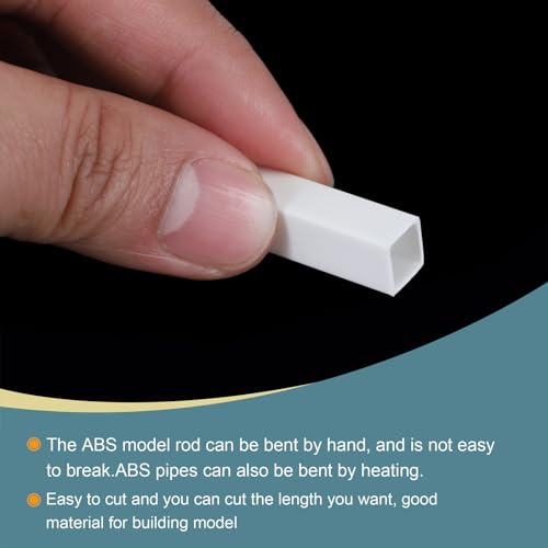 Image of MECCANIXITY 10pcs 20 inch Plastic Model Tube ABS Solid Square Bar 0.31 inchx0.31 inch White Easy Processing for Architectural Model Making DIY
