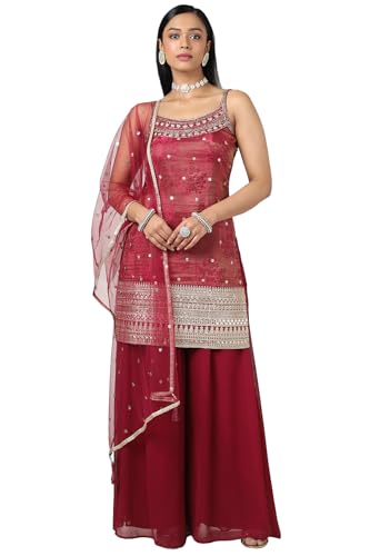 Image of Soch Womens Tissue Embroidered Suit Set With Sequins