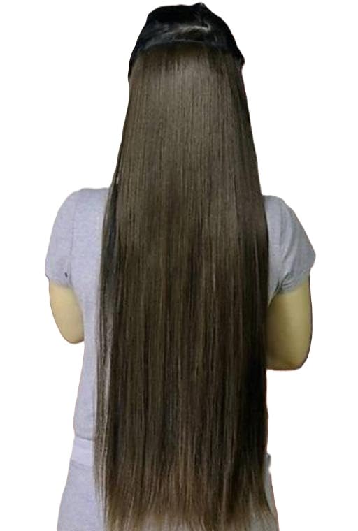 Long Straight Hair Wig 30 Inch for Women Brown Synthetic Tic Tac Clip Hair Extension Brown Free Size-image-48