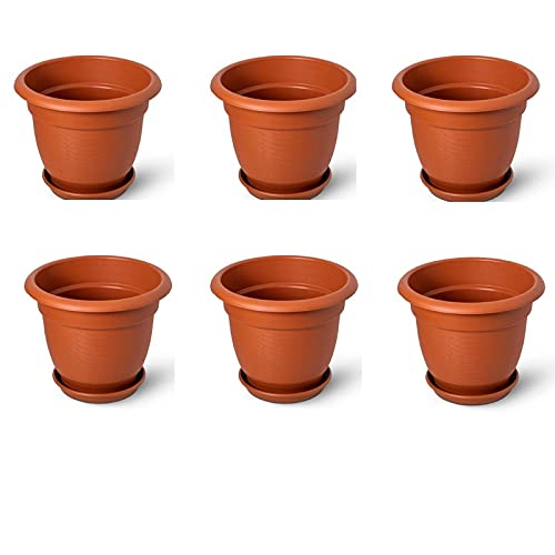 Green Live 10 Inches Round Planter Pots with Tray Pack of 6 (B097N7Z3LR) Amazon Price History, Amazon Price Tracker