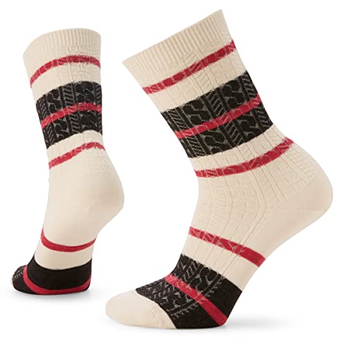 Smartwool Everyday Striped Cable Crew Socks Natural SM (Women's Shoe 4-6.5)