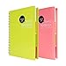 Spiral Notebooks, 4 Subject Notebook, A5 Spiral Bound Notebooks, PP Hardcover, Each 240 Pages, 2 Pack (Pink Green)