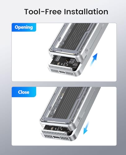 Image of ORICO 40Gbps M.2 NVMe SSD Enclosure with Cooling Fan, Tool-Free Installation Aluminum Crystal NVMe Case, Support 2280 M2 Solid State Drive, Compatible with Thunderbolt 3 /4 USB4 /3.2 /3.1 /3.0