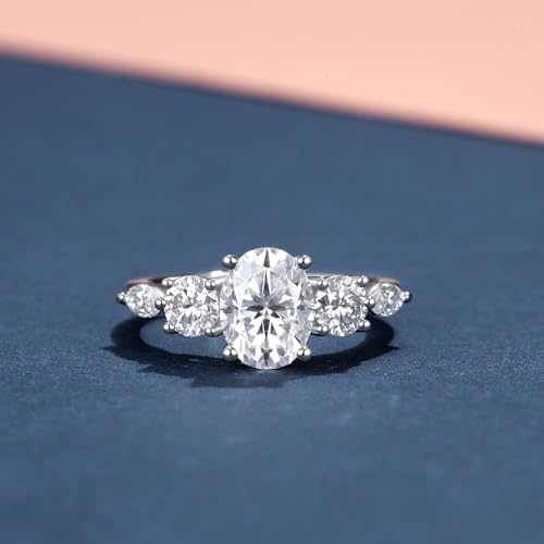 Moissanite Engagement Rings for Women,D Color VVS1 3-Stone Moissanite Ring,Sterling Silver Plated 18K White Gold Wedding Band Ring for Women3