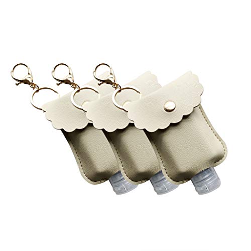Preisvergleich Produktbild ZWXIN 3PC Tragbare Quetschflasche,Leere,Auslaufsichere Kunststoff-Reise-Flasche Mit Leder-Schlüsselanhänger Handdesinfektionsmittel,äTherisches Nachfüllbare Flaschen-Clips Zur Reisetasche