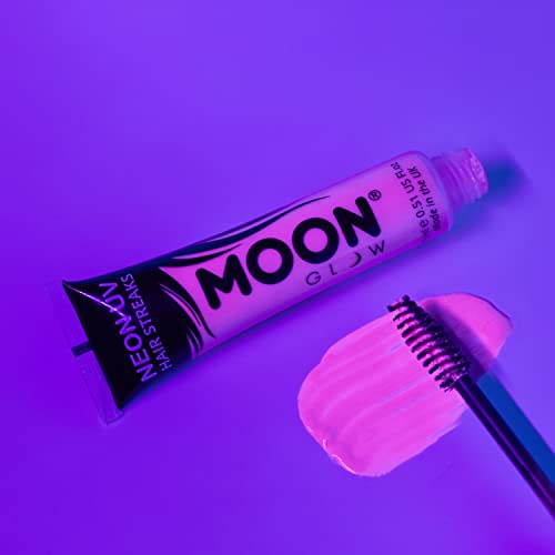 Moon Glow Neon UV Hair Colour Streaks | Purple | Hair Mascara - Temporary Wash out Hair Dye | Bright Neon Colour, Glows under UV Lighting - Image 3