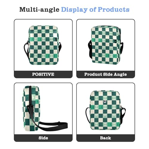 KLL Gingham Jade Cream mens messenger bag Vegan Leather cross body bag for woman Shopping Shoulder Hand Bags4