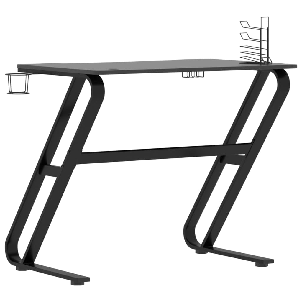 Scrivania,Supporto per stampante,Piccola postazione di lavoro in casa,Scrivania per computer in stile moderno,Scrivania da Gaming con Gambe a Forma di ZZ Nera 90x60x75cm